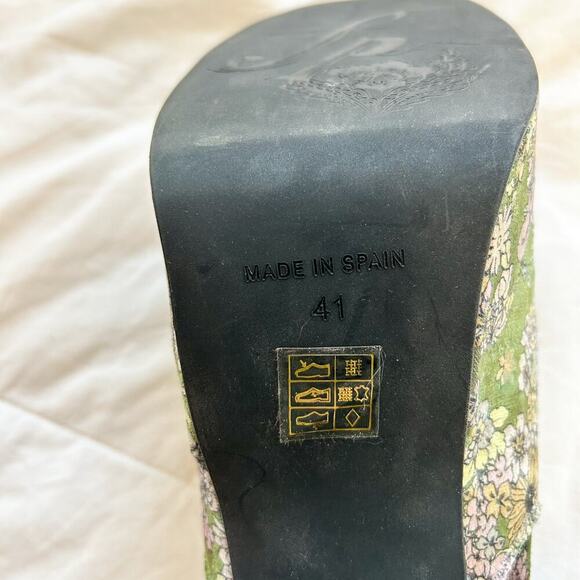 NWOB Free People Smyth Green Floral Velour Platform Block Heel Boots Size 10 - Picture 7 of 11